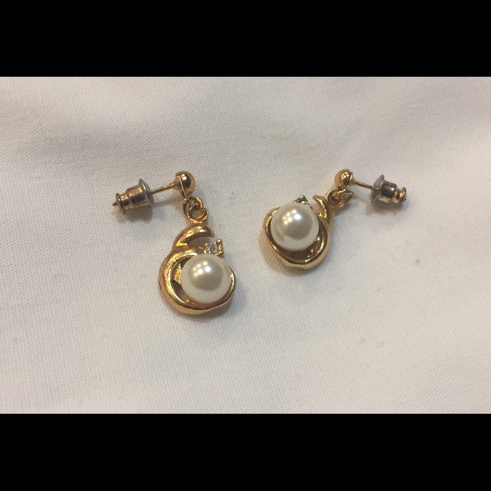 Faux Pearl Dangle Earrings